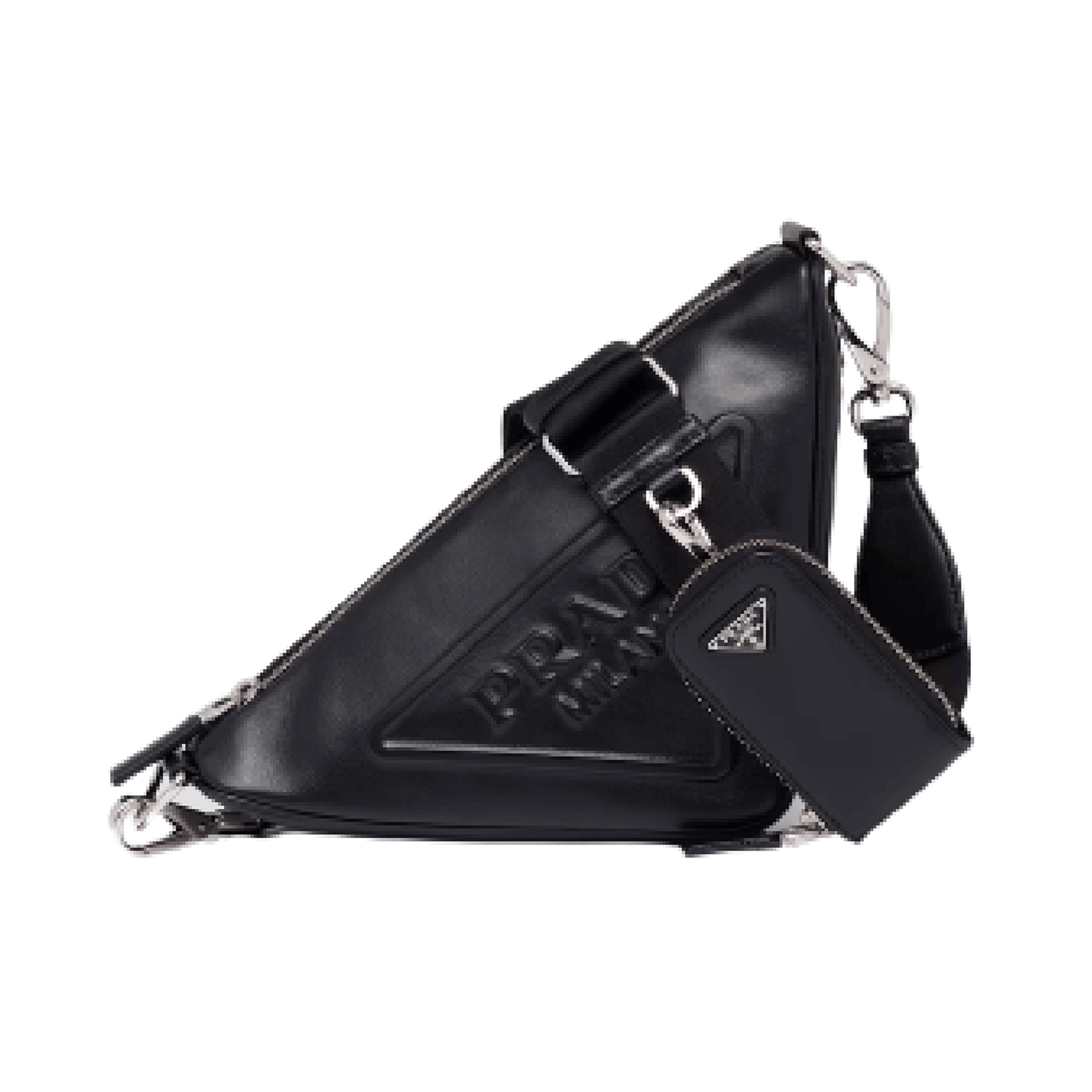 Black Prada Triangle Leather Shoulder Bag
